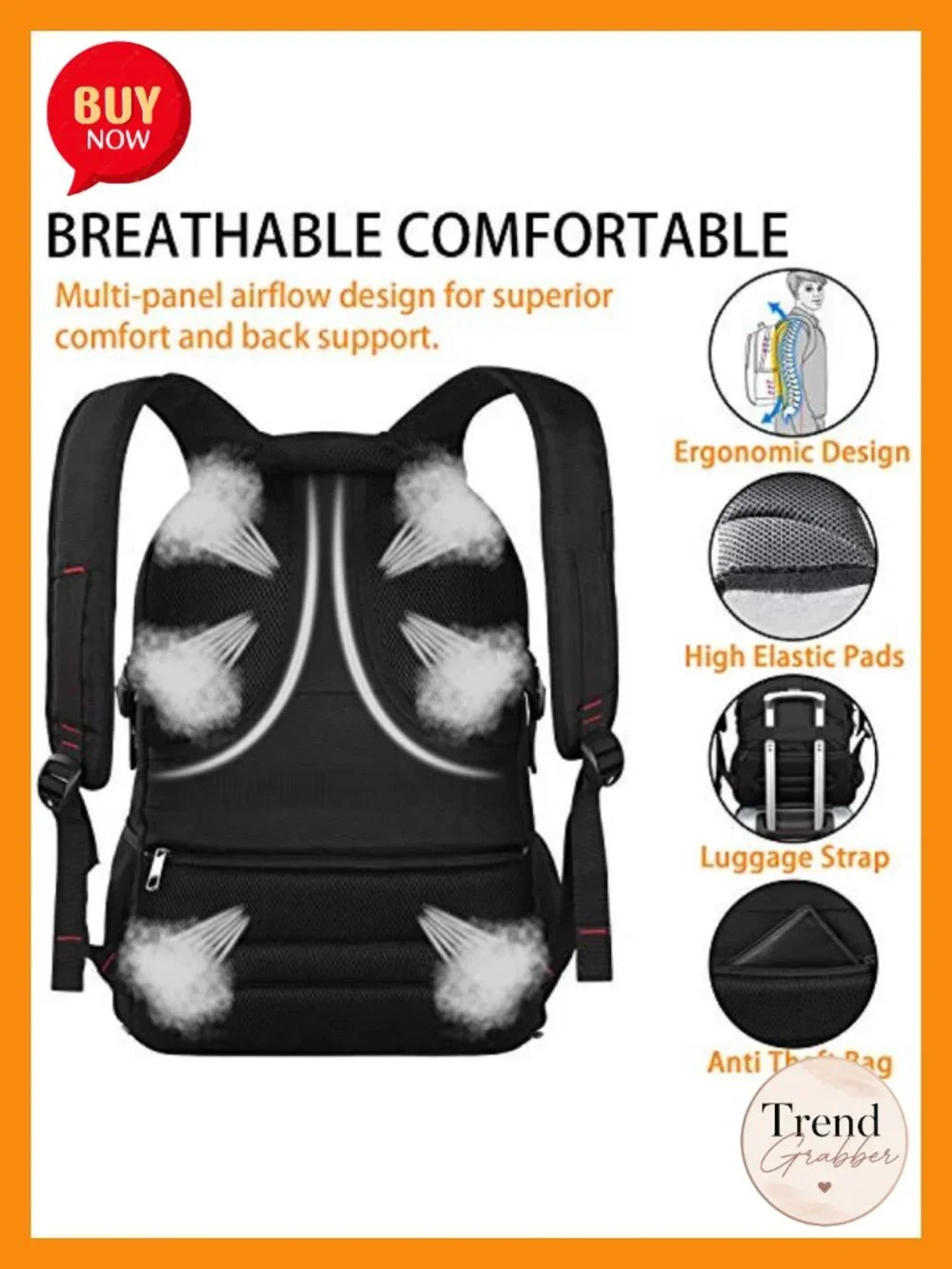 Extra Large Travel Laptop Backpack 17 Inch Men Tech Bag RFID